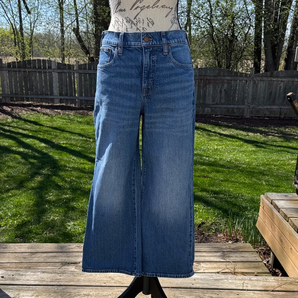J. Crew Wide-Leg High-Rise Jeans in Medium Blue